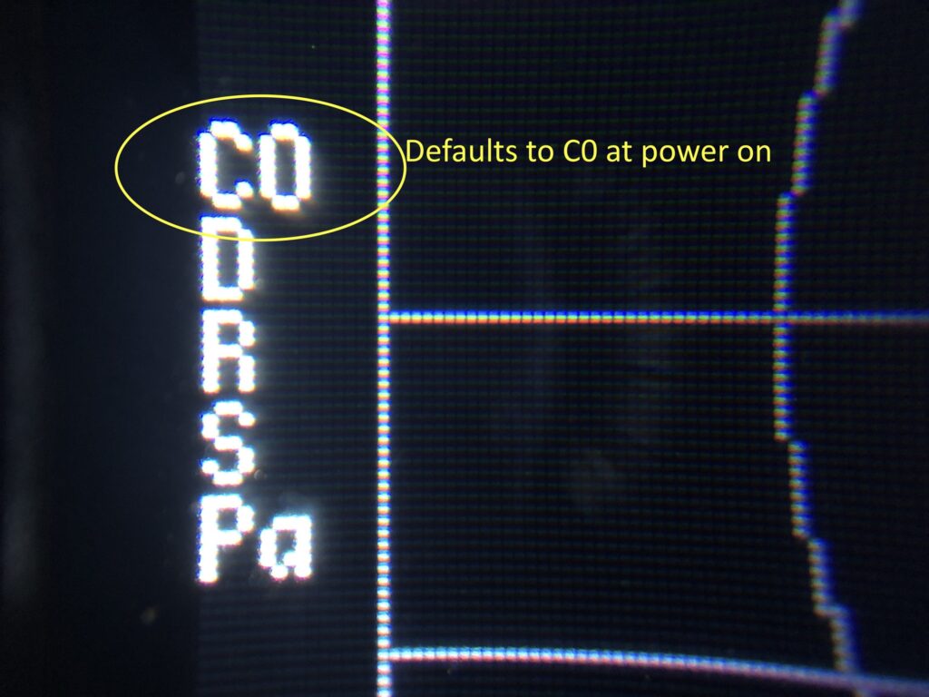 Default calibration on the NanoVNA is depicted by C0 on the display.