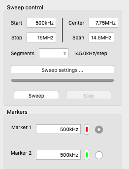 Default sweep settings mean the entire sweep range is completed in one segment.